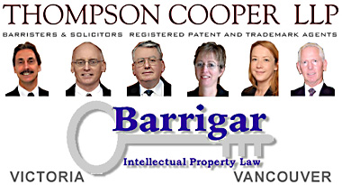 Group photo of Victoria based Thompson Cooper LLP aka Barrigar Intellectual Property Group including: Doug Thompson, Michael Cooper, Robert Barrigar, Jennifer A. Lee, registered Trademark agents and Patgents agents