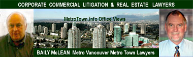 Photos of lawyers and view fr offices of Burnaby Central Park and Vancouver in the distance fr MetroTown Office Tower2