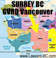 Location Map of Surrey as part of Metro Vancouver Region
