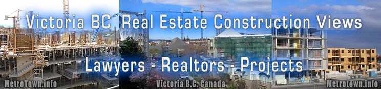 Condos under construction in Victoria's Songhee's Esquimalt neighborhood, overlooking Inner Harbor