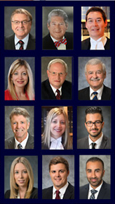 McConnan Bion O'Connor Peterson  photo collage of 11 lawyers, Michael is a senior partner, 3rd on the top right of the group photo